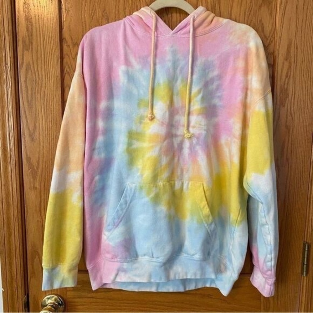 Pastel Tie-Dye Hooded Sweatshirt - Pink, Yellow & Blue